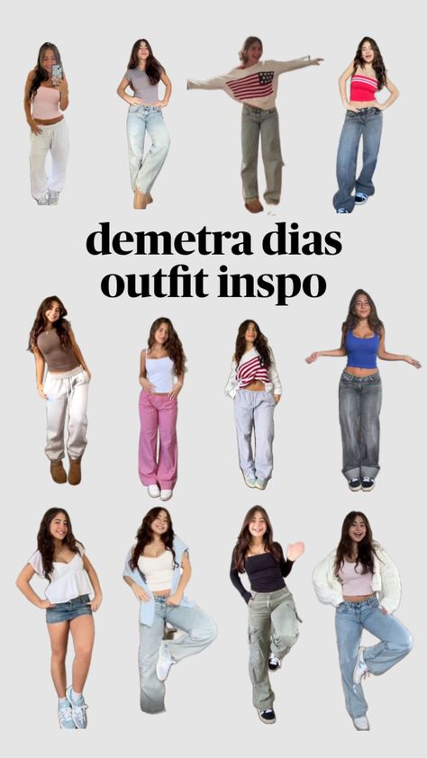 demetra dias outfit inspo #demetradias #demetra #demetradiasaesthetic @demetradiaspinterest #jeans #sweaters #outfit #outfitcollage Demetra's Outfit, Demetra Winter Outfits, Demetra Dias Workout, Demetra Dias Outfits School, Demetradias Jeans, Outfit Inspo Demetra, Demetradias Fall Outfits, Demitra Días Outfits, Demetra Outfits Summer