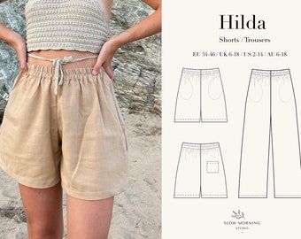 High Waisted Shorts Pattern Free, Linen Shorts Sewing Pattern, Sewing Pattern Trousers, Sewing Pattern Shorts, Sew Shirt, Shorts Pattern, Sewing Projects Clothes, Diy Wardrobe, Make Your Own Clothes