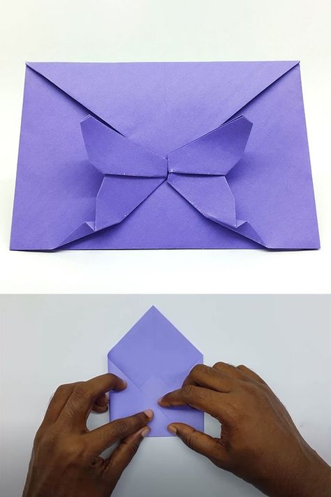 Letters Origami, Make Paper Envelope, Letter Origami, Origami Letters, Butterfly Envelope, Envelope Origami, Step By Step Origami, Origami Butterfly Easy, Origami Letter