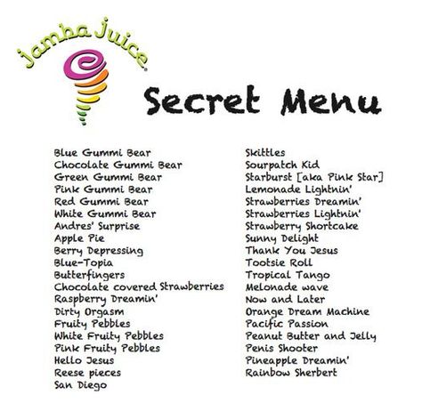 Jamba Juice Secret Menu List<< there are some really weird names... Jamba Juice Recipes, Juice Menu, Secret Menu Items, Jamba Juice, Bear Pink, Sour Patch Kids, Sour Patch, Secret Menu, Pink Star