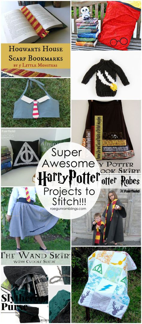 Sewing, knitting, and crochet projects for the Harry Potter lover. Great tutorials and free patterns. Harry Potter Projects, Cumpleaños Harry Potter, Festa Harry Potter, Theme Harry Potter, Harry Potter Outfits, Harry Potter Crafts, Beginner Sewing Projects Easy, Harry Potter Birthday, Harry Potter Diy