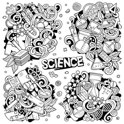 Science Doodle Art, Cute Science Doodles, Doodle Science, National Science Day, Science Drawing, Science Cartoons, Science Doodles, Doddle Art, Science Icons