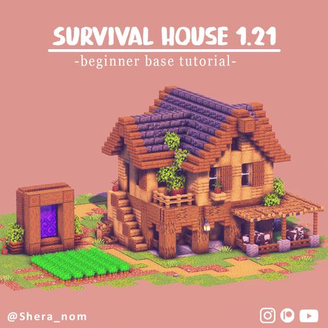 Hey there! Here is a cozy Survival house for beginners! Build downloads are available for supporters on Patreon Minecraft Tannery House, Minecraft House Base Layout, Base Layout Minecraft, Minecraft Survival House Blueprints, Beginner Minecraft House, Easy Survival Houses Minecraft, Minecraft Beginner House, Minecraft House Simple, Survival Base Minecraft