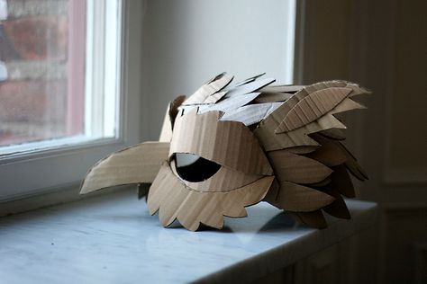 Cardboard mask, unpainted Cardboard Costume, Cardboard Mask, New Year Diy, Alice In Wonderland Costume, Bird Masks, Cardboard Sculpture, Paper Mask, Cardboard Art, Animal Masks