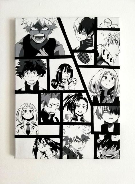 Manga Canvas, Bnha Manga, Bullet Journal Cover Ideas, Otaku Room, Anime City, Black And White Art Drawing, Anime Decor, Anime Room, Anime Crafts