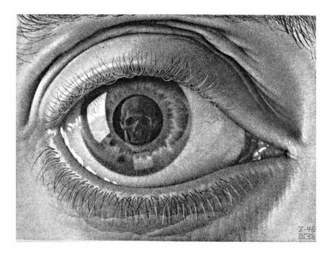 M C Escher Art, Escher Drawings, Mc Escher Art, Surreal Eye, Reflection Drawing, Escher Art, Maurits Cornelis Escher, Middle School Art Projects, M C Escher