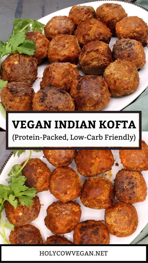 Vegan Kofta Recipes, Vegan Moroccan Recipes, Indian Kofta Recipe, Vegan Kofta, Kofta Biryani, Jane Esselstyn, Meatball Curry, Vegan Meatballs Recipe, Vegan Meat Substitutes