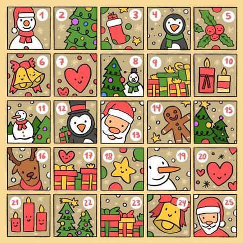 Free Vector | Advent calendar for christmas Advent Calendar Free, Christmas Advent Calendar Diy, Printable Advent Calendar, Wooden Advent Calendar, Advent Calenders, Diy Calendar, Noel Diy, Christmas Calendar, Diy Advent Calendar