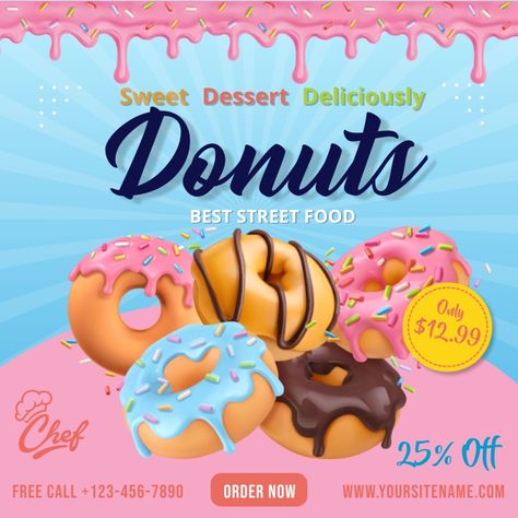 Donut Advertisement, Donut Poster, Donut Images, Standing Banner Design, Cream Poster, Meta Ads, Ads Manager, Brunch Cake, Ice Cream Poster