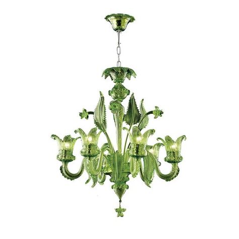 This magnificent Calle Rafina Chandelier is truly delightful and brings on the feeling of walking through an exotic jungle with its luscious liquid green color. Hand crafted from hand blown Murano glass, this exquisite lighting structure holds 6 lamps and measures 74 cm in height with a diameter of 84 cm.\nBulbs: 6 x E12. Colorful Eclectic Home, Green And White Bedroom, Chandelier Makeover, Green Chandeliers, Colorful Lamps, Classic Chandelier, Ring Chandelier, Chandelier Table Lamp, Italian Chandelier