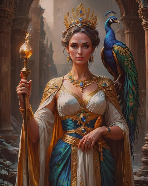 greek goddess Hera. by AI #ai #aiart #aiartcommunity #aiartist #aiartists #aigenerated #aicommunity #greekgoddess Hera Goddess Costume, Hera Goddess Art, Opulence Outfit, Gods And Goddesses Mythology, Greek Mythology Hera, Greek Mythology Women, Hera Art, Hera Greek Goddess, Devine Goddess