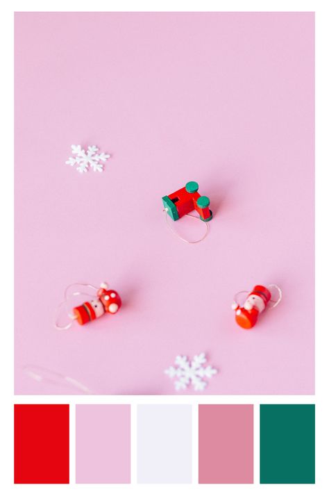 Pink Winter Color Palette, Christmas Color Palette Pink, Christmas Colour Palette 2023, Pastel Christmas Palette, Christmas Colours 2023, Fun Christmas Color Palette, 2023 Christmas Color Trends, Red Green Pink Christmas, Pink Christmas Palette