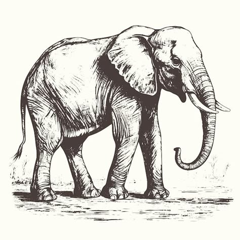 Vector elephant vector drawing isolated ... | Premium Vector #Freepik #vector #elephant-silhouette #elephant-head #elephant #elephant-illustration Elephant Side View Drawing, African Elephant Drawing, Elephant Outline Drawing, Elephant Side View, Elephant Anatomy, Elephant Mascot, Elephant Vector, Elephant Outline, Animals Sketch