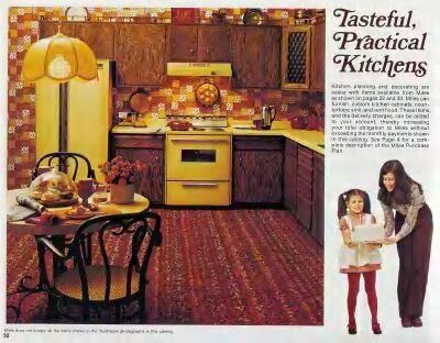 Meet Me in Philadelphia: Nothing Says "Yum" Like a Brown & Yellow Kitchen Yellow Appliances, 70s Kitchen, 1970s Kitchen, 70s House, 1970s Decor, Dark Wood Cabinets, 70s Home, Graphic Design Collection, 70s Decor