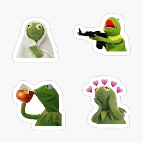 Get my art printed on awesome products. Support me at Redbubble #RBandME: https://www.redbubble.com/i/sticker/Kermit-Pack-by-ninacollages/95505948.EJUG5?asc=u Indie Stickers Printable, Stickers Packs Printable, Sticker Pack Printable, Good Stickers, Frog Box, Ed Design, Small Stickers, Colorful Stickers, Bee Sticker