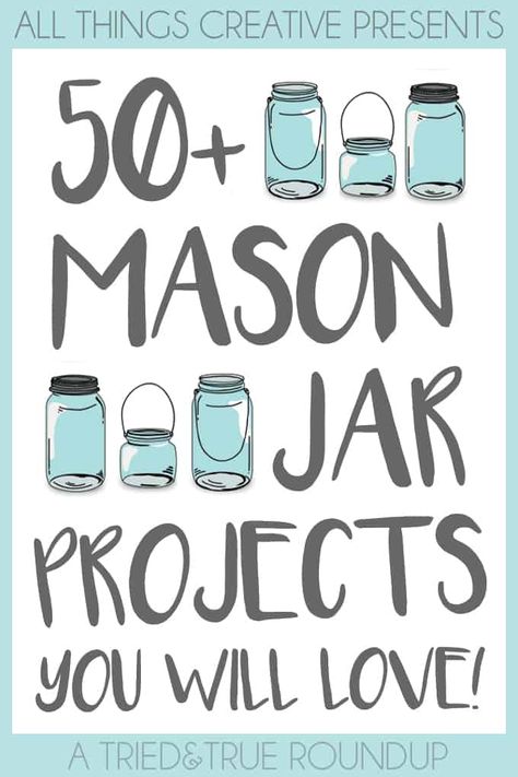 50+ Mason Jar Projects that you will absolutely love! From recipes to crafts, this round up has a little for everyone! Jar Projects, Chalk Paint Mason Jars, Diy Hanging Shelves, Mason Jar Projects, Mason Jar Flowers, Closet Organization Diy, Diy Jar Crafts, Wine Bottle Diy Crafts, Mason Jar Crafts Diy