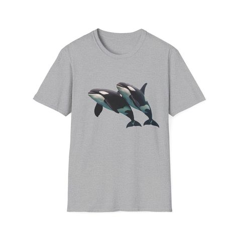 Orca Duo Unisex Softstyle T-Shirt, Killer Whale Tee, Ocean Wildlife Shirt, Marine Animal Top, Sea Creature Apparel Orcas Swimming, Ocean Wildlife, Killer Whale, Sea Creature, Killer Whales, Marine Animals, Sea Creatures, Unisex T Shirt, Favorite Outfit