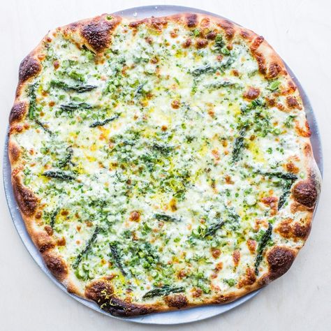 Asparagus, Spring Cream, Onion, Lemon Pizza - Lucky Peach Lemon Pizza, Asparagus Pizza, Lucky Peach, Best Homemade Pizza, Creamed Onions, Pizza Lovers, A Love Story, Vegetarian Dinner, A Pizza