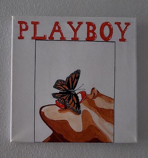 Playboy Painting, Baddie Paintings, Baddie Paintings Canvas, Formal Cooler Ideas, Formal Cooler, Cooler Ideas, Paintings Ideas, Paintings Canvas, Canvas Drawings