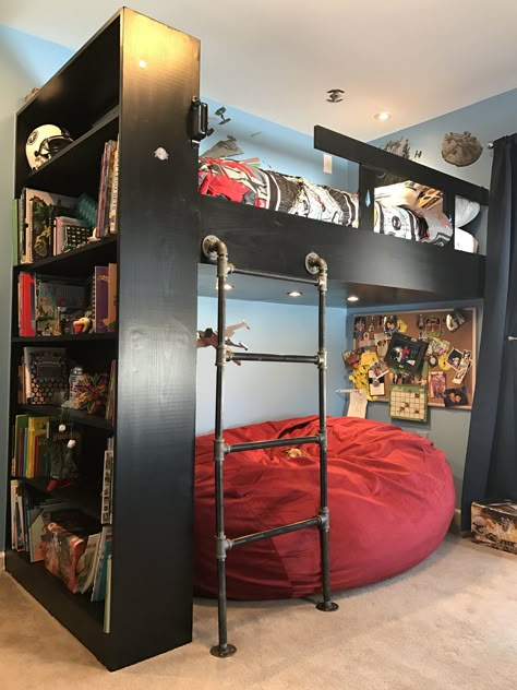 Adjustable Bookshelf, Loft Bed Plans, Boy Bedroom Design, Bedroom Setup, Small Room Design, Dream Room Inspiration, Boys Bedrooms, Room Makeover Inspiration, Awesome Bedrooms