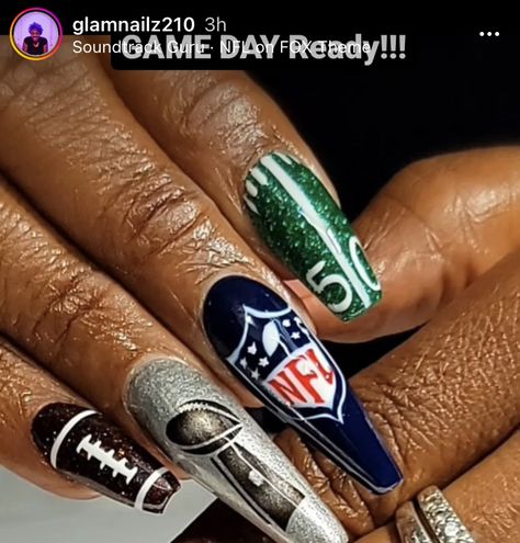 Nfl Nails Design, Ravens Nails Baltimore, Minnesota Vikings Nails, Miami Dolphins Nails, Superbowl Nails, Seattle Seahawks Nails, Denver Broncos Nails, Seahawk Nails, Sport Nails