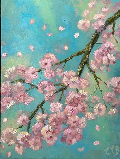 Blossom in the wind no3 Art2Arts Artist Colette Baumback Cherry Blossom Art Paintings, Pink Paintings On Canvas, Lucy Aesthetic, Cherry Blossom Aesthetic, Mom Painting, Blossoms Painting, Woodcut Illustration, Painting Clouds, Blossom Painting