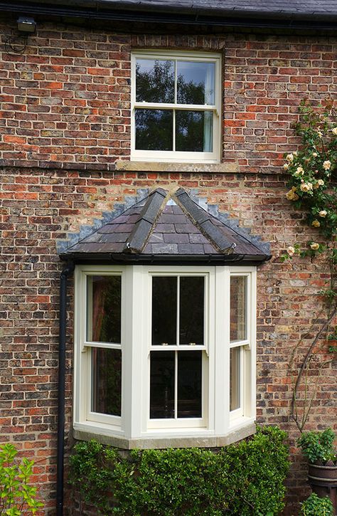 Sash Windows Suffolk, Essex and Norfolk - The Burgess Group Colour Complementary, Bay Window Bedroom, Window Bay, Window Structure, Double Glazed Sash Windows, Garden Front Of House, Window Bedroom, Sash Window, Dark Windows