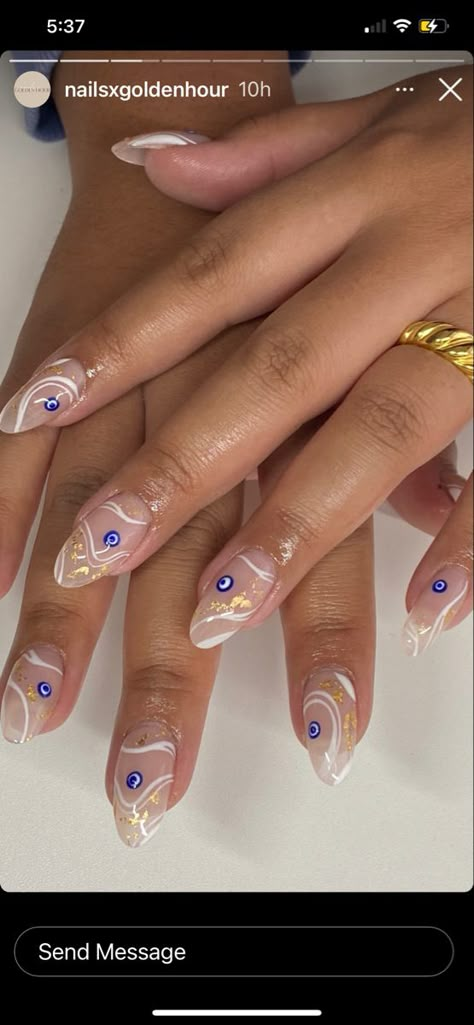 Mykonos Nails Designs, Cyprus Nails Designs, Turkey Inspired Nails, Magaluf Nails, Greek Nails Ideas, Nails For Egypt Trip, Rainbow Evil Eye Nails, Holiday Nails Summer Turkey, Europe Nails Travel Summer