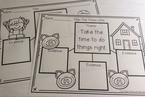 Teaching Theme in First Grade - First Grade Centers and More First Grade Centers, First Grade Themes, Officer Buckle And Gloria, Story Organizer, Teaching Theme, Grade 1 Reading, Central Message, Literature Activities, Teaching Themes