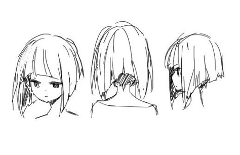 Short Straight Hair Drawing, Short Hair Reference Drawing Female, How To Draw Short Hair, Short Hair Reference, Hair References Drawing, Short Hair Anime, Short Hair Drawing, Pelo Anime, Drawing Hair Tutorial