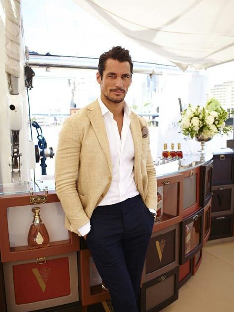 David Gandy - cream blazer David Gandy Style, Gentleman Mode, Linen Suits For Men, Tuxedo Wedding Suit, Best Wedding Suits, Linen Suits, David Gandy, Tuxedo For Men, Men’s Suits