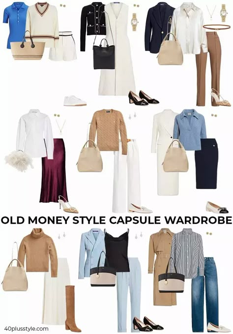 Italian Old Money Aesthetic Women, Curvy Old Money Outfits, Old Many Outfits, Old Money Wardrobe, Capsule Wardrobe Outfit Ideas, Estilo Old Money, Old Money Look, Money Clothing, Capsule Wardrobe Women