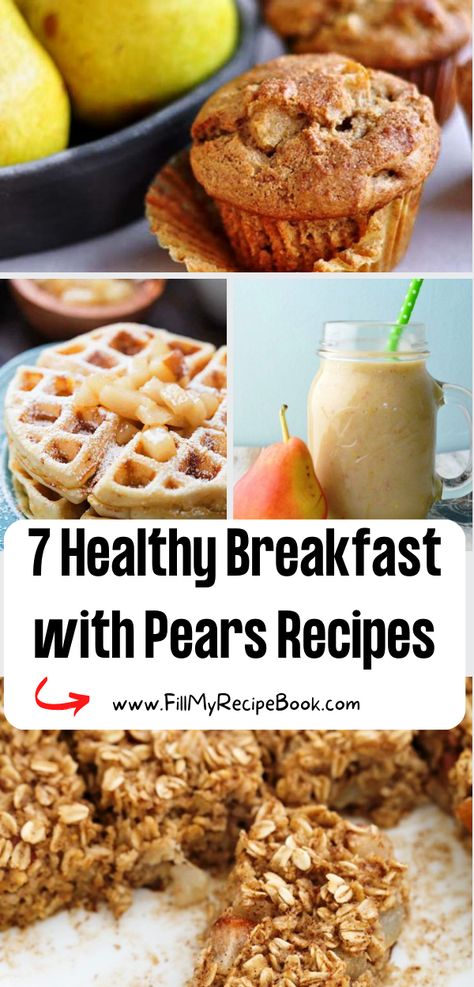 Oatmeal Bars Healthy Breakfast, Oatmeal Bars Breakfast, Pear Recipes Healthy, Recipe Using Pears, Pears Recipes, Pear Smoothie Recipes, Vanilla Smoothie Recipes, Pear Recipes Easy, Muesli Bar Recipe