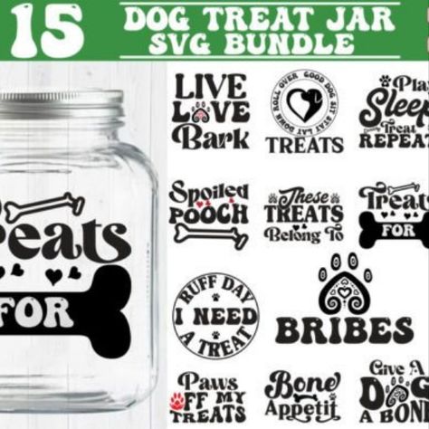 Dog Treat Jar SVG Bundle, Dog Treats Con Silhouette Printables, Spoiled Dogs, Dog Treat Jar, Treat Jar, Faux Shiplap, Treat Jars, Chinese Patterns, Dog Treat, Cow Pattern