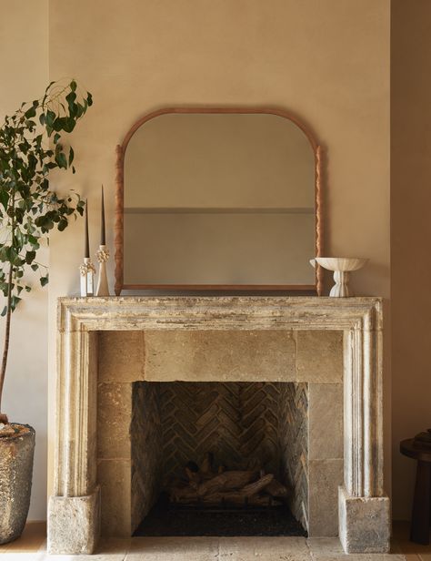 Traditional meets modern in this mirror from the exclusive Ginny Macdonald collection for Lulu and Georgia. Inspired by Ginny's English heritage and fondness for handcrafted details, each piece in the collection fuses her British roots with her California lifestyle. With an arched profile bolstered by turned posts, this mantel mirror offers an iconic look perched or mounted over a mantel, dresser, or console table. Mirror Over Fireplace, Traditional Meets Modern, Mantel Mirror, Mantle Styling, Burled Wood Furniture, Mantle Mirror, Fireplace Mantle Decor, Mantel Mirrors, Fireplace Mirror