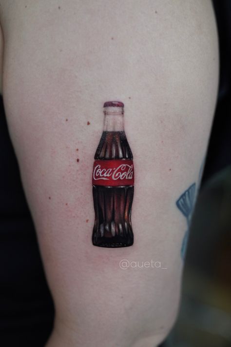 Coca cola bootle glass pepsi tattoo microrealism color tattoo small Coke Bottle Tattoo, Soda Tattoo, Coke Tattoo, Coca Cola Tattoo, Bottle Tattoo, Vintage Coke, Patchwork Sleeve, Coke Bottle, Tattoo Art Drawings