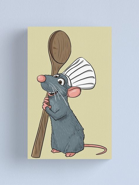 Ratatouille Sketch Drawings, Ratatouille Disney Painting, Ratatouille Painting Canvas, Cute Painting Ideas Disney, Simple Disney Paintings On Canvas, Ratatouille Painting Easy, Cartoon Collage Painting, Disney Characters Paintings, Cute Cartoon Drawings Disney