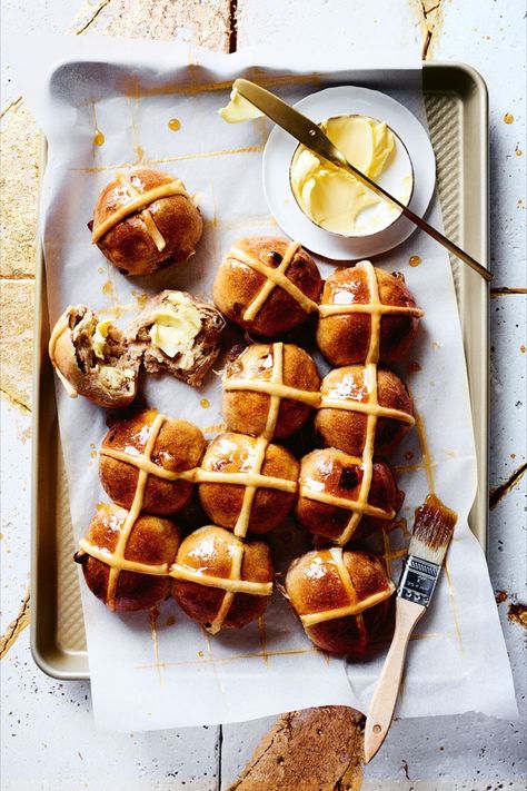 Never fear, there’s still time to whip up a batch or two of these hot cross buns! Hot Cross Bun Recipe, Chocolate Hot Cross Buns, Easter Hot Cross Buns, Bun Recipes, Cross Buns Recipe, Rustic Food Photography, Hot Cross Buns Recipe, Hot Cross Bun, Easter Baking