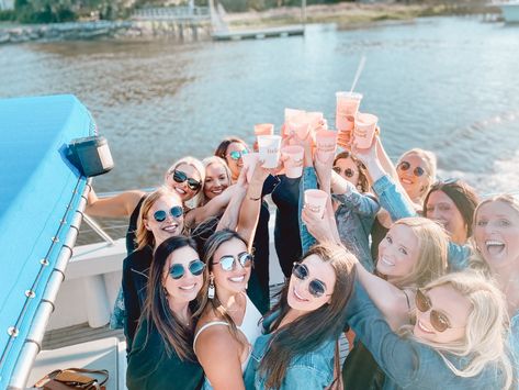 Charleston boat tour bachelorette party idea Bachelorette Boat, Charleston Bachelorette, Boat Cruise, Boat Party, Boat Tours, Myrtle Beach, Bachelorette Party, Charleston, Travel