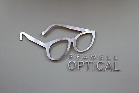 Optical Shop Logo, Office Sign Design, Business Sign Design, Office Mirror, Optic Logo, Mirror Office, Corporate Signs, Eyewear Store Design, Optometry Office