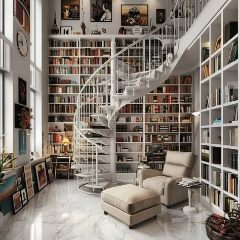 Mansion Interior Library, Mansion Bookshelves, Massive Library, Dream House Library, Home Library Spiral Staircase, Massive Library Aesthetic, Farm Design, Home Libraries, Luxury Lifestyle