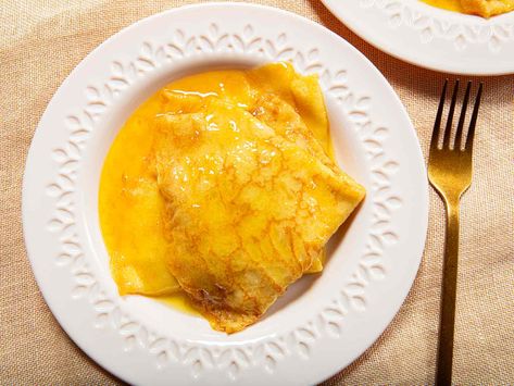 Light Up Your Life (Literally!) With This Delightful French Dessert Crepe Suzette Recipe, Crepe Batter, Orange Sauce, Freshly Squeezed Orange Juice, French Dessert, French Desserts, Crepe Recipes, French Cooking, Culinary School