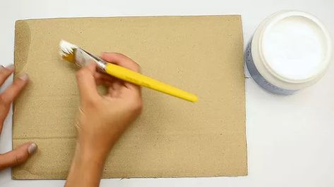 Drawing On Cardboard Artworks, How To Paint Cardboard Boxes, Painting Cardboard Boxes Ideas, Painting On Cardboard Acrylics, Painting On Cardboard Ideas, Paintings On Cardboard, How To Paint Cardboard, Paint Cardboard Boxes, Painting Cardboard Boxes