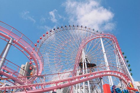 Rollar Coasters, Theme Park Aesthetic, Pokemon Black And White 2, Water Park Rides, Pokemon Black And White, Maladaptive Daydreaming, Ferris Wheels, Parc D'attraction, Pink Things