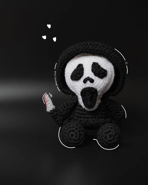 What's your favorite scary movie? 🖤🔪 ~ Ghostface 👻 ~ pattern will be published soon ✨️ . . . . . #ghostface #scream #dbd #deadbydaylight #crochet #Amigurumi #crochetpattern #crochetersofinstagram #crocheting #fyp #crochetaddict #yarnlove #yarnaddict Scream Ghost Face Crochet, Ghost Face Crochet Pattern, Ghostface Crochet Pattern, Crochet Ghost Face, Ghost Face Crochet, Ghostface Crochet, Scary Movie Ghostface, What's Your Favorite Scary Movie, Scream Mask