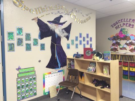 Magic and fantasy theme classroom. Magic Theme Classroom Ideas, Fantasy Classroom Theme, Classroom Fantasy Art, Fantasy Classroom Decor, Magic Classroom Fantasy Art, Magic Theme Classroom, Fantasy Classroom, Magic Classroom, Book Castle