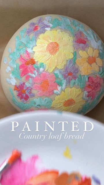 Bread Paint Recipe, Painting Bread Food Coloring, Diy Bread Lame, Painted Bread Loaf, How To Paint Sourdough Bread, Painted Sourdough Bread, Paint Bread, Sourdough Painting, Painting Bread