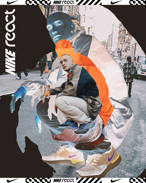 Graphic Design Styles Inspiration, Nike Layout, Campaign Posters Design Ideas, Nike Graphic Design, Collage Graphic Design, Graphic Design Collage, Graphic Design Magazine, Graphisches Design, Album Art Design