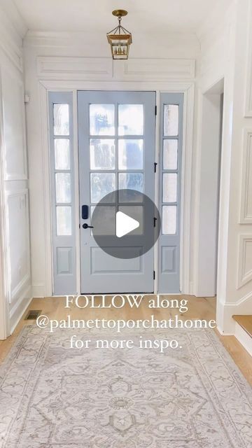 Sherwin Williams Blue Door Colors, White House With Light Blue Door, Sw Honest Blue, Sherwin Williams Honest Blue, Honest Blue Sherwin Williams, Cinderella Bathroom, Classic Southern Home, Grand Millennial Home, 1 Bedroom House Plans