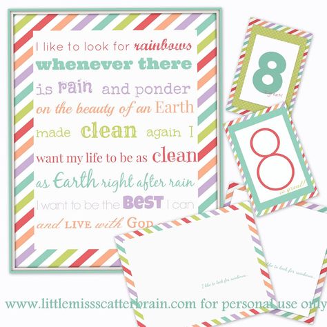 Great To Be Eight, Scatter Brain, When I Am Baptized, Scattered Brain, Lds Baptism, Rainbow Printable, Lds Primary, Singing Time, Church Of Jesus Christ